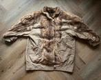 Zgan XL beige vintage jas met leder en nertsbont, Ophalen of Verzenden, Zo goed als nieuw, Maat 46/48 (XL) of groter, Beige
