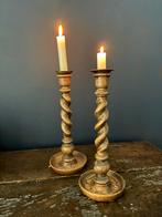 2 Engelse houten kandelaars, Antiek en Kunst, Ophalen of Verzenden