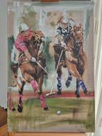 Olieverf Schilderij: Polo Paarden op Linnen, Antiek en Kunst, Ophalen