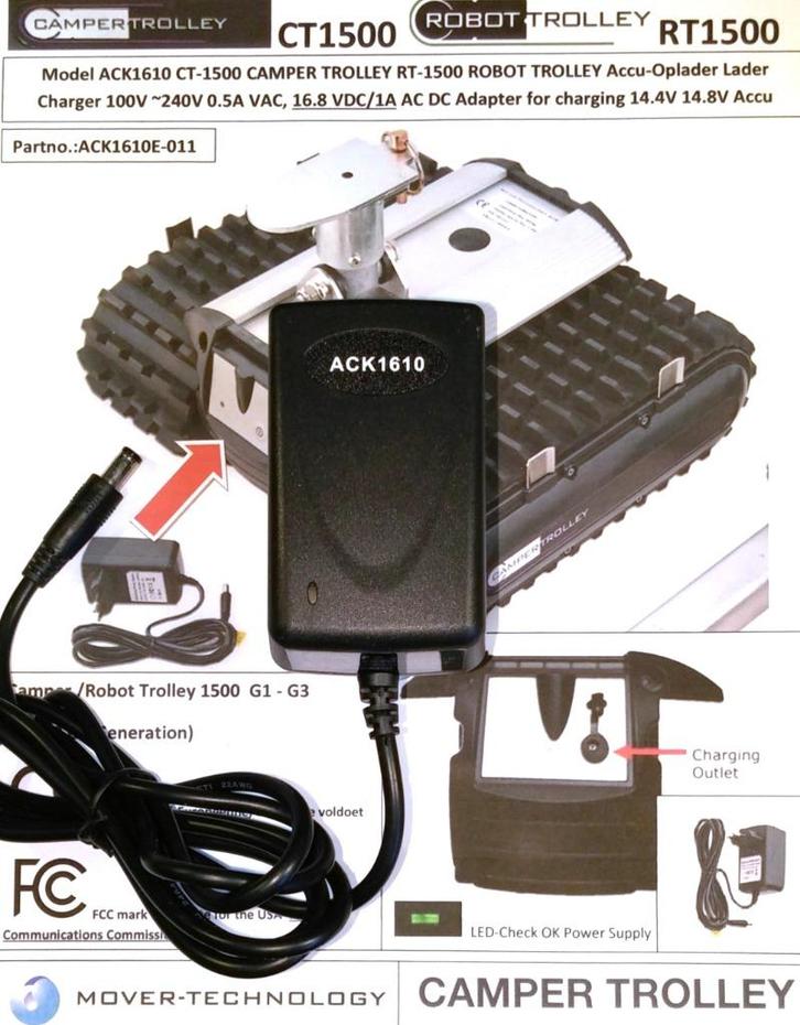 ACK1610 16.8V 1A Adapter Camper Robot Trolley CT1500 RT1500, Caravans en Kamperen, Camper-accessoires, Nieuw, Ophalen of Verzenden