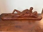 Beeld hout vrouw man naakt, Antiek en Kunst, Ophalen of Verzenden