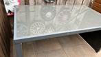 Tuintafel met glazen plaat.  Gratis ophalen, Ophalen, Gebruikt, Rechthoekig, Aluminium