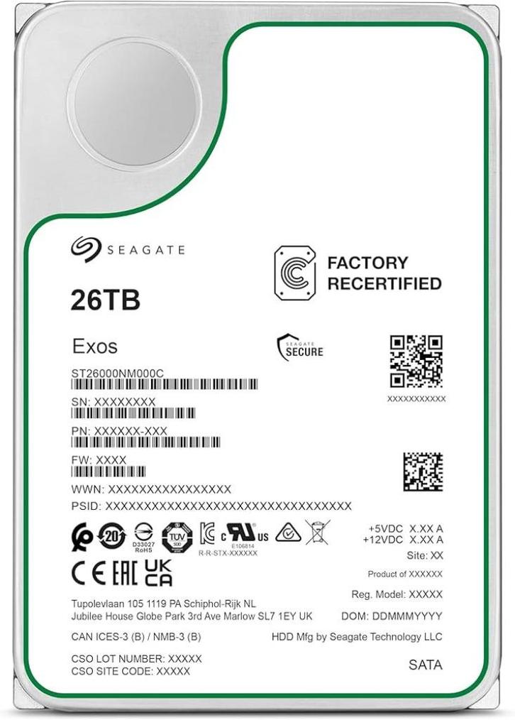 Seagate Exos 26TB (3 op voorraad), Computers en Software, Harde schijven, Zo goed als nieuw, Desktop, Intern, HDD, SATA, Ophalen of Verzenden