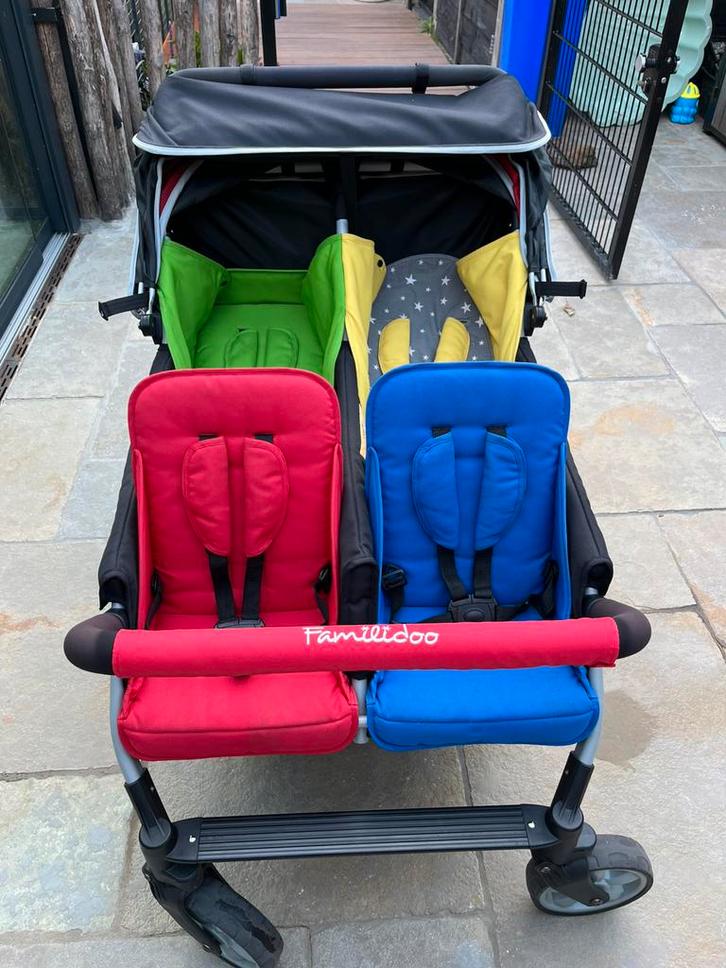 Familidoo vierling wagen, Kinderen en Baby's, Tweelingen en Meerlingen, Zo goed als nieuw, Kinderwagen of Buggy, Ophalen