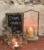 Brocante oude Franse glazen jampotten / jampot, Ophalen of Verzenden