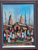 H. Leger, Handelen op de kade. 36/46 cm., Antiek en Kunst, Kunst | Schilderijen | Klassiek, Ophalen