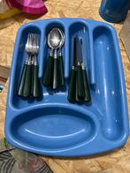 Camping Bestekset met Bak - 12 Delig, Ophalen, Gebruikt, Rvs of Chroom, Bestekset
