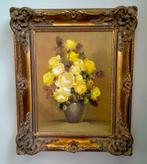 Gesigneerd Bloem Schilderij in Gouden Lijst van Hout 54X44CM, Ophalen of Verzenden, Zo goed als nieuw, Schilderij