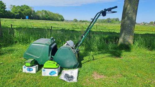 Allett accu kooimaaier grasmaaier., Tuin en Terras, Grasmaaiers, Zo goed als nieuw, Accu-grasmaaier, 50 cm of meer, Kooimesmaaier