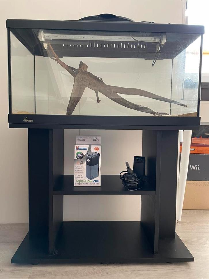 Aquarium met onderkast - compleet!, Dieren en Toebehoren, Vissen | Aquaria en Toebehoren, Zo goed als nieuw, Leeg aquarium, Ophalen
