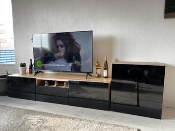 BESTÅ TV cabinet with doors, Black stained oak TV meubel