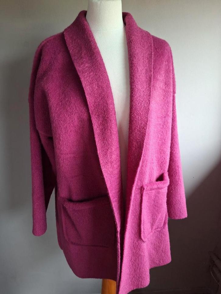Nieuwe roze wollen zachte stretch jas, maat 2XL-4XL, Kleding | Dames, Jassen | Winter, Nieuw, Maat 46/48 (XL) of groter, Roze