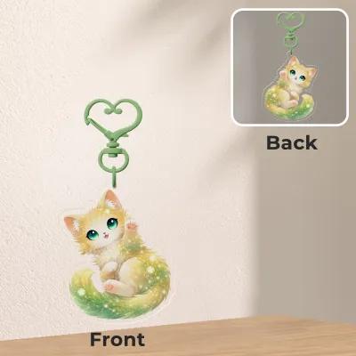 Galaxy Cat/Kitten Soft mint heart keychain, Verzenden, Nieuw, Dier of Natuur