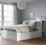 Brimnes bed 180x200 wit, Huis en Inrichting, Slaapkamer | Bedden, Ophalen, Wit, Tweepersoons, Zo goed als nieuw