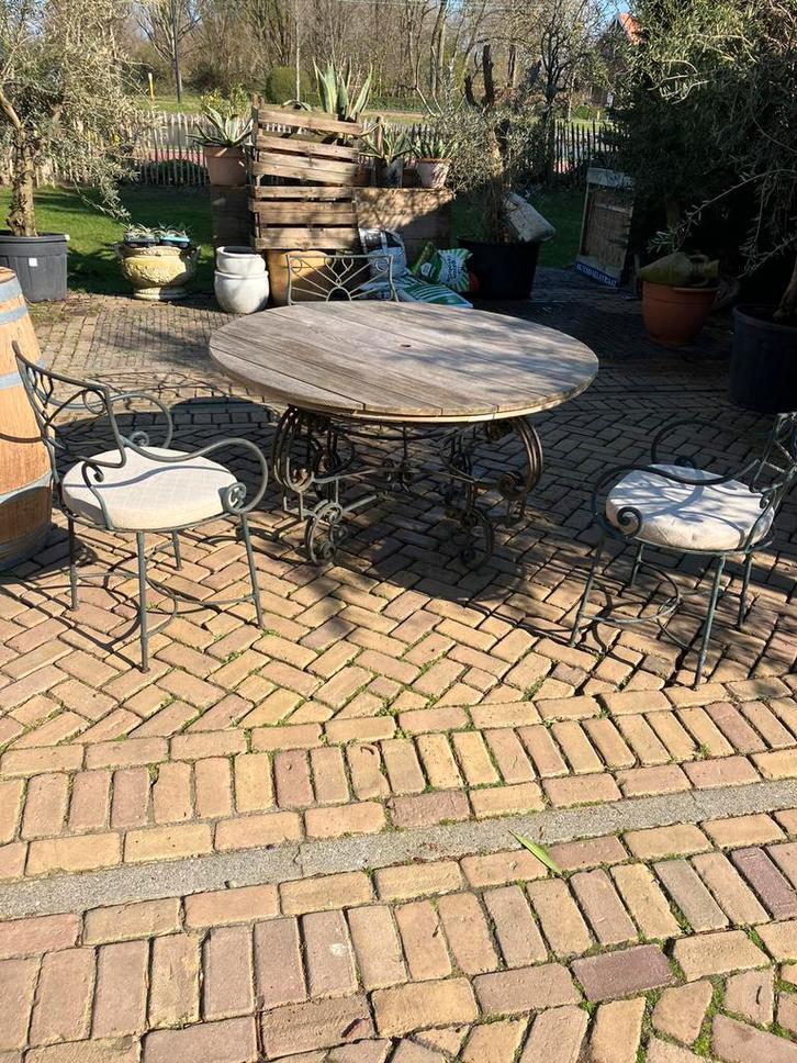 Vintage gietijzer tuinset, Tuin en Terras, Tuinsets en Loungesets, Gebruikt, Tuinset, Overige materialen, 3 zitplaatsen, Ophalen