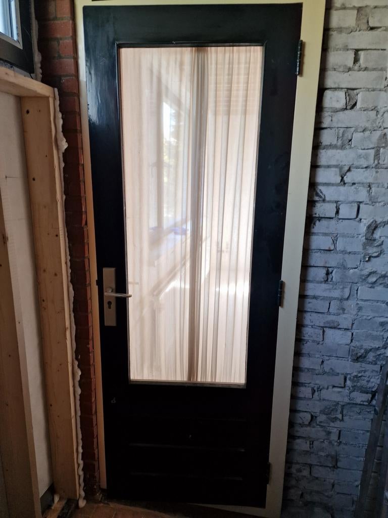 Balkondeur met enkelglas, Gebruikt, 80 tot 100 cm, Ophalen of Verzenden, Buitendeur