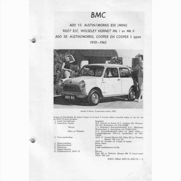 BMC Mini Ado 15 en Ado 50 Vraagbaak losbladig 1959-1965 #2 N, Ophalen of Verzenden, Gelezen, Overige merken