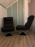 2 zwarte draaifauteuils, Huis en Inrichting, Fauteuils, Ophalen, Overige materialen, Gebruikt, Modern