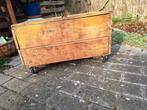 Houten kist op wieltjes - Vintage opslagbox, Ophalen, Gebruikt, 50 tot 100 cm, Minder dan 50 cm
