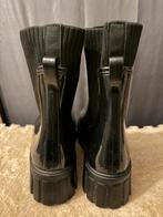 Dames rubberlaarzen met gebreide boord, Ophalen of Verzenden, Gedragen, Zwart, Regenlaarzen