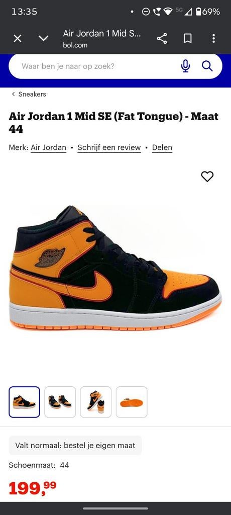 Air Jordan mid se fat tongue maat 44, Kleding | Heren, Schoenen, Overige kleuren, Air Jordan, Ophalen of Verzenden, Sneakers of Gympen