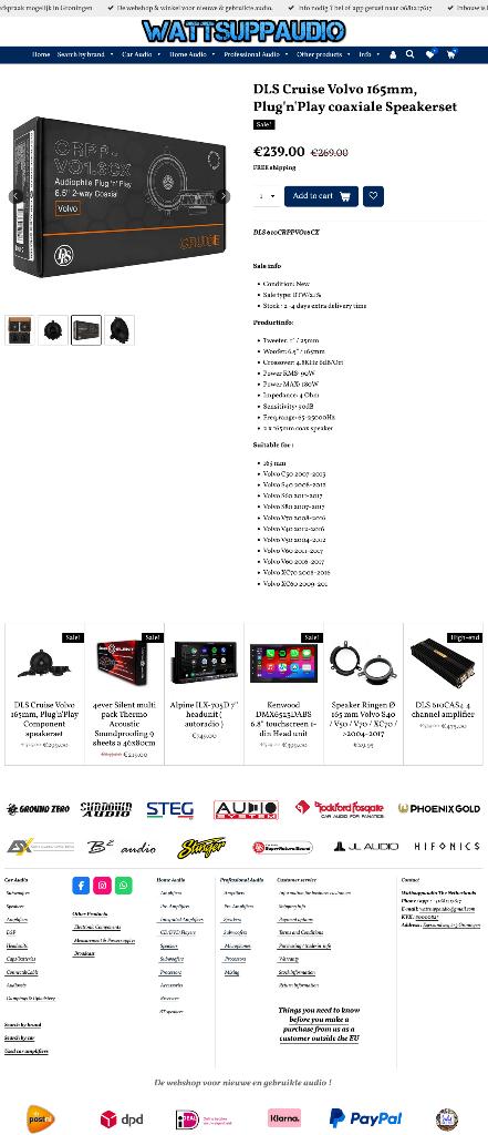 DLS Cruise Volvo 165mm, Plug'n'Play coaxiale Speakerset, Info@optimount.nl, Nieuw, Ophalen of Verzenden, Anholtseweg 48A 7091 HB DINXPERLO