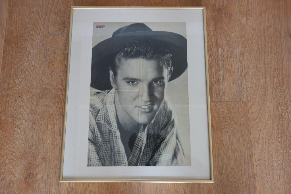 Affiche Elvis Presley ingelijst, Ophalen of Verzenden, Zo goed als nieuw, Poster, Artwork of Schilderij