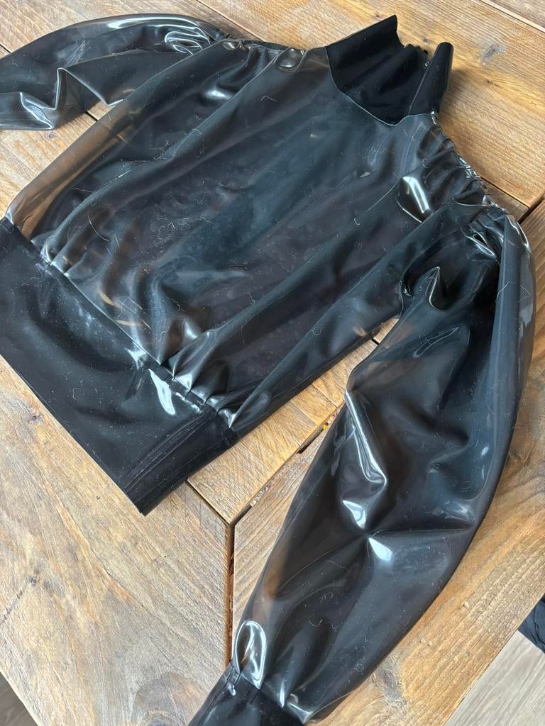 Puff sleeve blouse / Latex / Maat S, Kleding | Dames, Ondergoed en Lingerie, Verzenden, Zwart, Overige typen