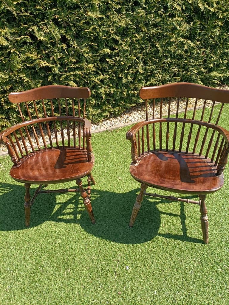 Paar engelse Windsor fauteuils., Ophalen of Verzenden