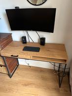 Compact houten bureau met stalen poten, Ophalen, Gebruikt, Bureau