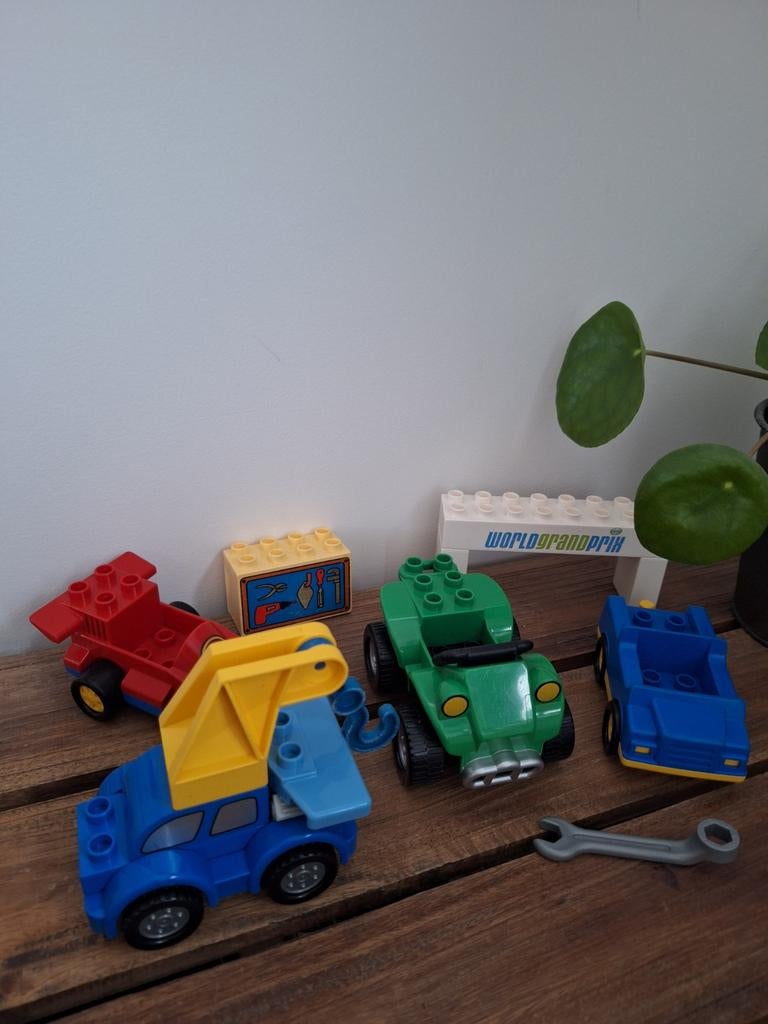 LEGO Duplo Voertuigen Set: Raceauto, Takelwagen, Buggy, Ophalen of Verzenden, Gebruikt, Overige merken