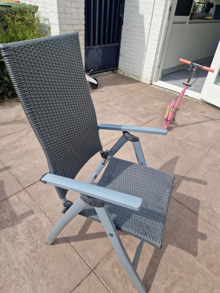 4 stuks verstelbare tuinstoelen, Ophalen, Gebruikt, Aluminium