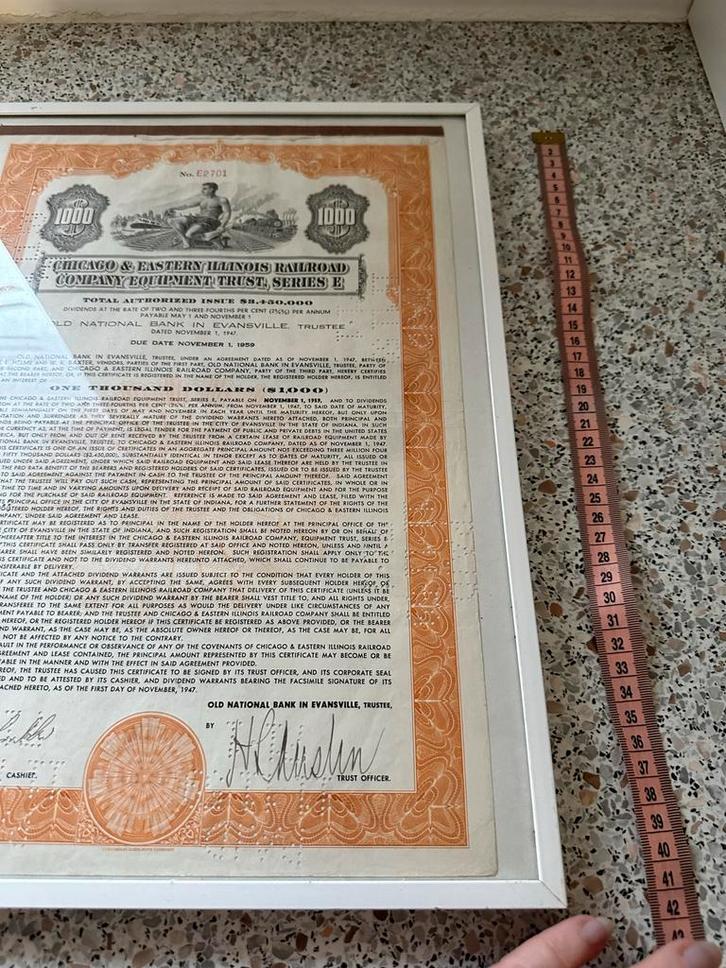 Historische aandelen: Amerikaans, Parijs, met coupons, Postzegels en Munten, Aandelen en Waardepapieren, Aandeel, Voor 1920, Ophalen of Verzenden