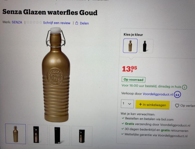 Senza glazen waterfles, merk Bormioli Rocco. Nieuw!!, Ophalen of Verzenden, Nieuw