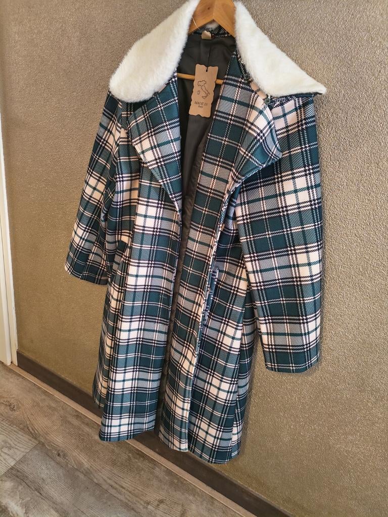 Nieuwe tussenjas flessengroen met afneembaar bontje, Ophalen of Verzenden, Nieuw, Maat 46/48 (XL) of groter, Groen