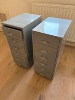 Twee IKEA vintage ladekastjes, grijs metaal, 6 lades, Ophalen, Minder dan 50 cm, Gebruikt, 5 laden of meer