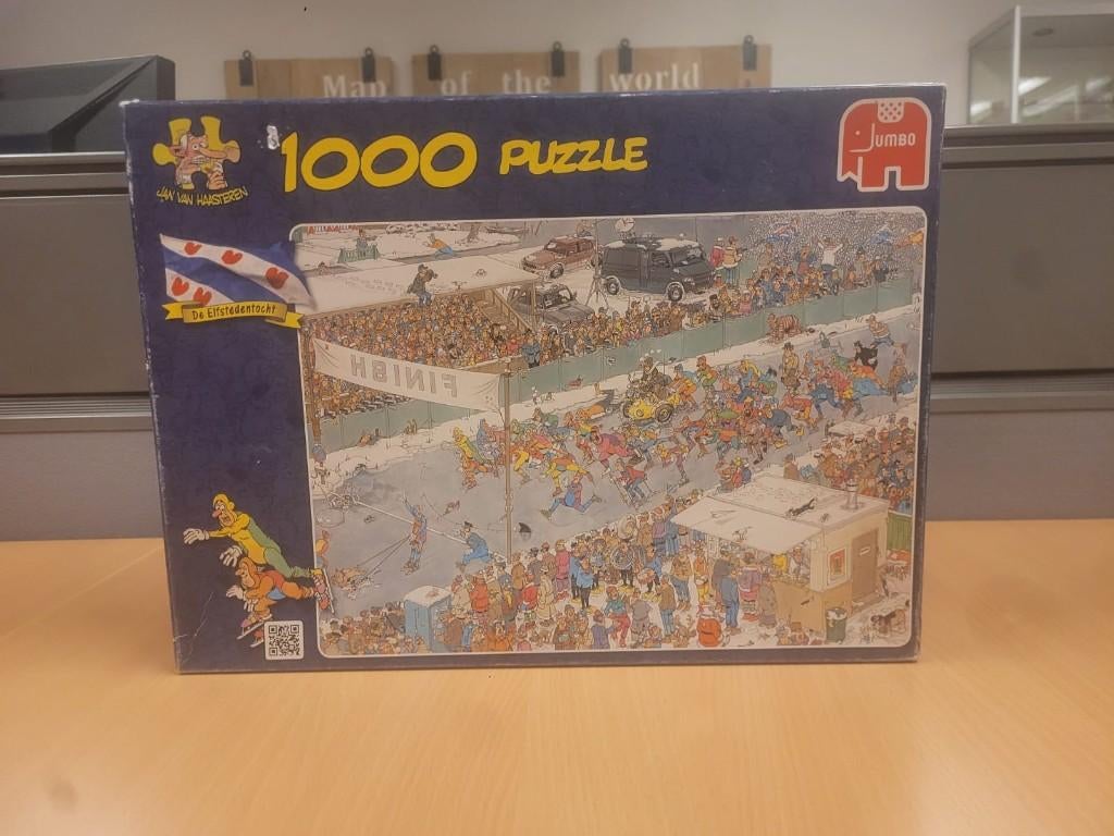 Jan van Haasteren 1000 Stukjes De Elfstedentocht Puzzel ZGAN, Ophalen of Verzenden, 500 t/m 1500 stukjes, Zo goed als nieuw, Legpuzzel