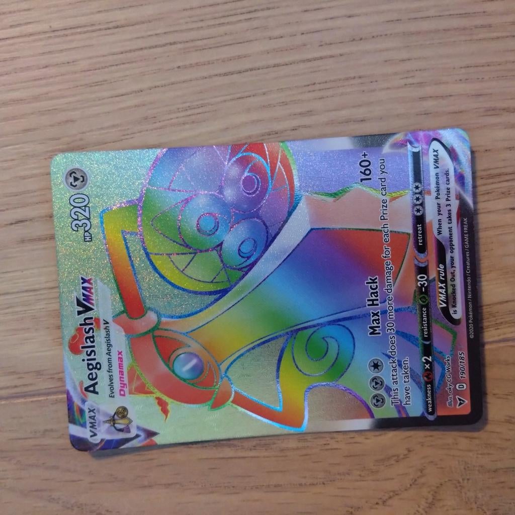 Aegislash vmax rainbow, Ophalen, Zo goed als nieuw, Losse kaart, Foil