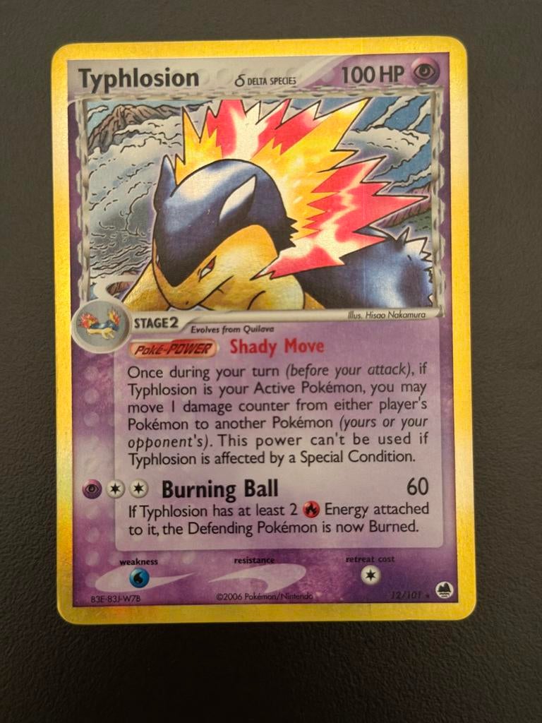 Pokemon kaart - Typhlosion Delta Species 12/101, Ophalen of Verzenden, Zo goed als nieuw, Losse kaart, Foil