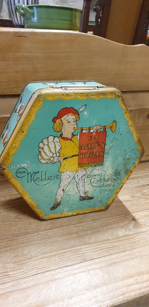 Blik van Melle winkel blik 6 kant, Ophalen of Verzenden, Gebruikt, Overige