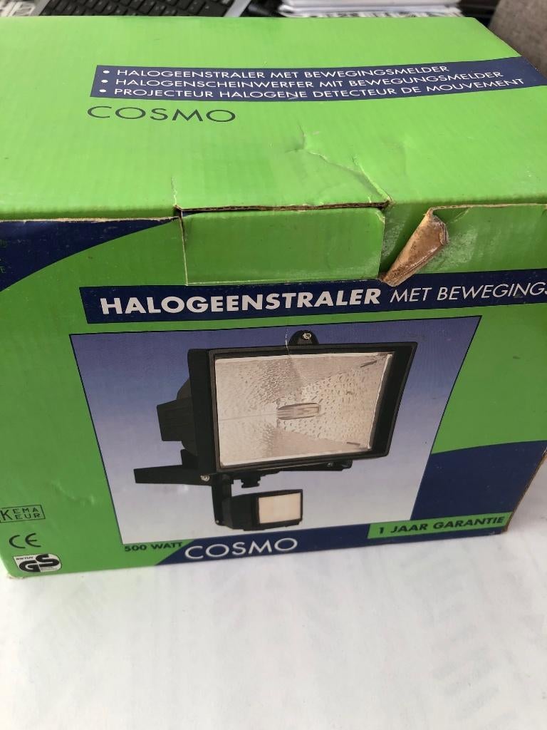 Cosmo 500 watt halogeenstraler met bewegingsmelder, Ophalen, Bewegingssensor, Nieuw, Netvoeding
