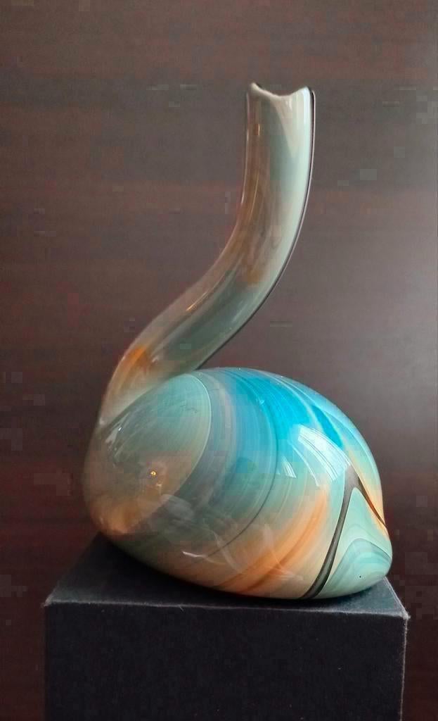 Glassculptuur, een gans in chalcedoonglas, geblazen glas,, Antiek en Kunst, Ophalen of Verzenden