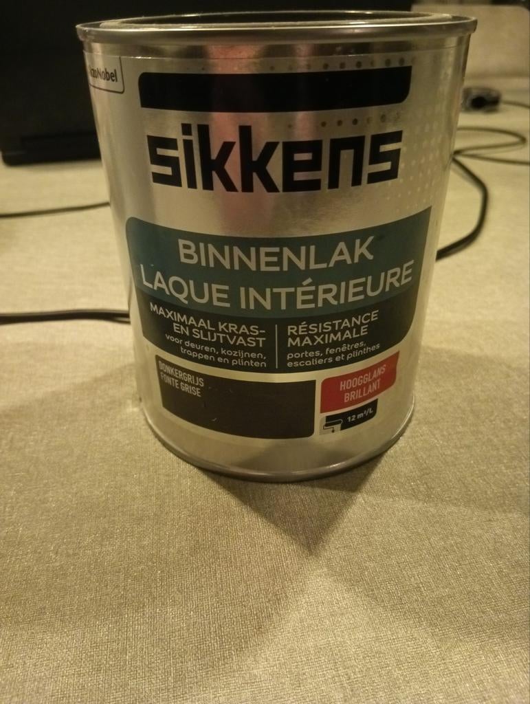 Sikkens verf binnenlak donkergrijs hoogglans, Ophalen of Verzenden, Nieuw