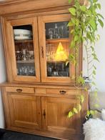 Grenen vitrine kast. Tweedelig, Ophalen, Zo goed als nieuw, 25 tot 50 cm, 100 tot 150 cm