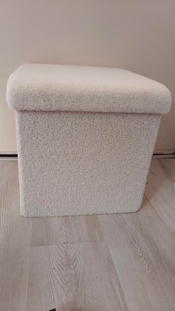 Opvouwbare poef met teddy stof, Minder dan 50 cm, Rond, Minder dan 50 cm, Ophalen of Verzenden