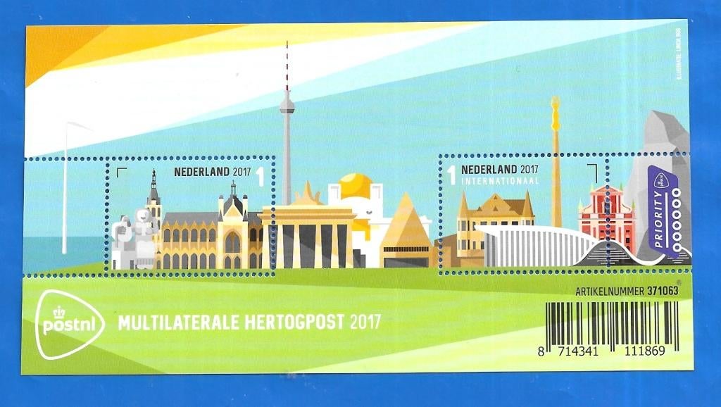 NVPH 3565 Multilaterale Hertogpost - 2017, Postzegels en Munten, Postzegels | Nederland, Verzenden, Na 1940
