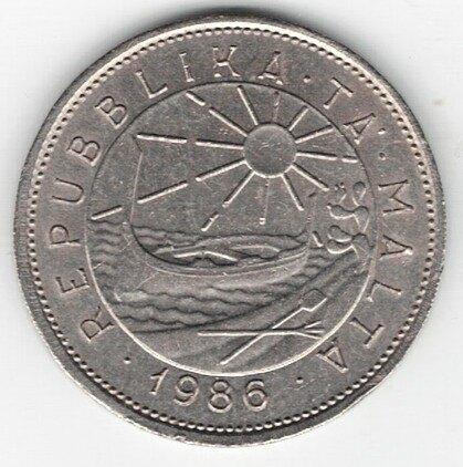 26-449 Malta 25 cent 1986, Postzegels en Munten, Munten | Europa | Niet-Euromunten, Losse munt, Overige landen, Ophalen of Verzenden