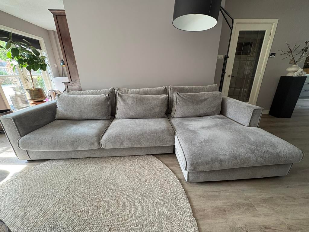 Licht antraciet grijze  4 zits bank van de Troubadour, Ophalen, Zo goed als nieuw, Stof