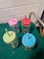 Drinkglazen met rietje en dop 4 stuks, Ophalen of Verzenden, 'T Olde Gre-j, Info@toldegrej.nl, Endepoelstraat 20f Didam