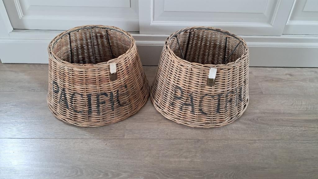 Riviera maison lampenkap rattan, Huis en Inrichting, Lampen | Lampenkappen, Ophalen, Rond, Bruin, Zo goed als nieuw